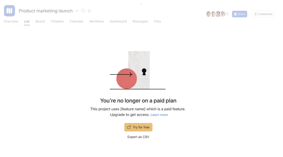 No longer on a paid plan