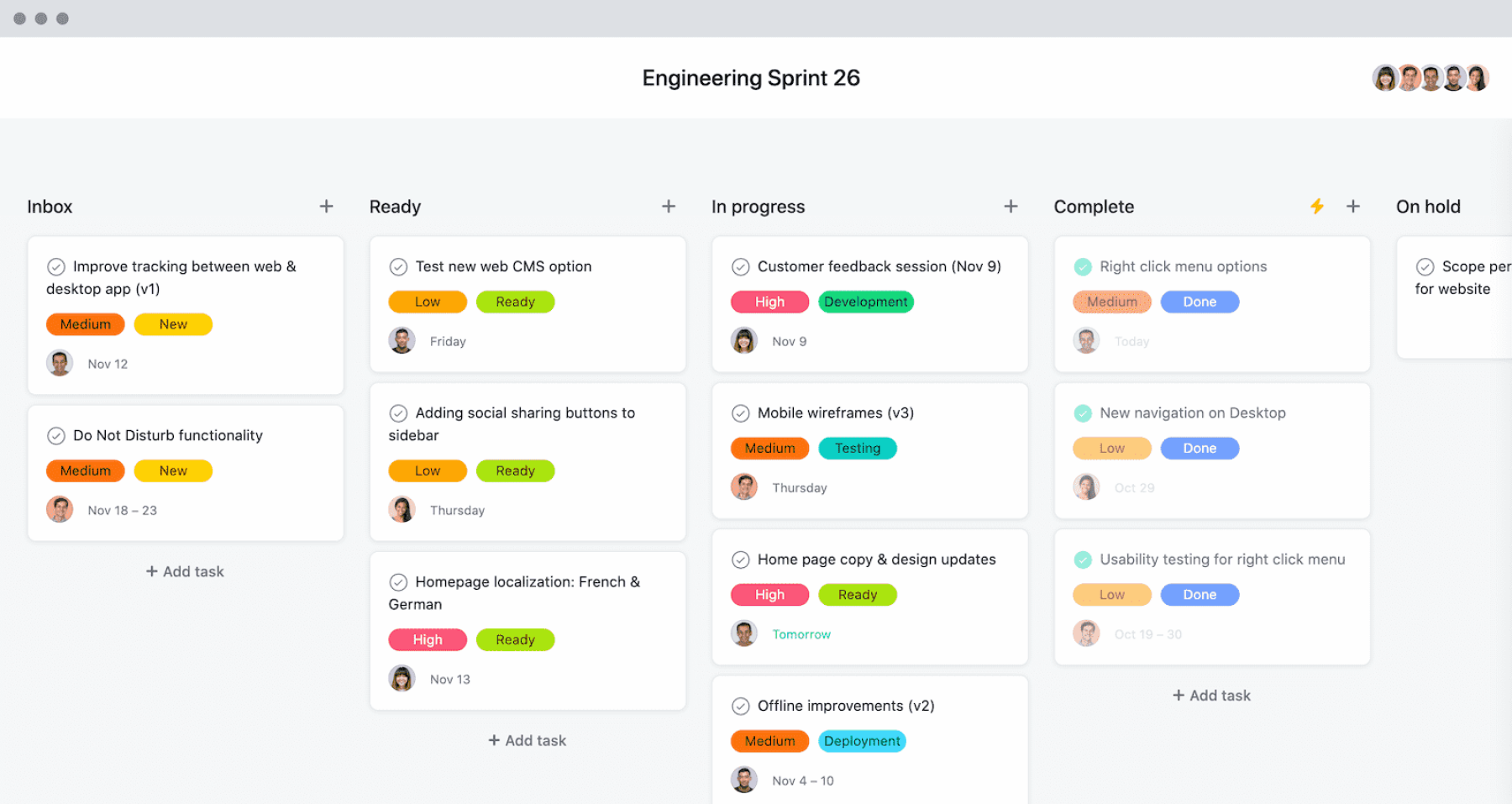 [Product UI] Engineering Sprint Kanban Board for Scrum in Asana (Boards)