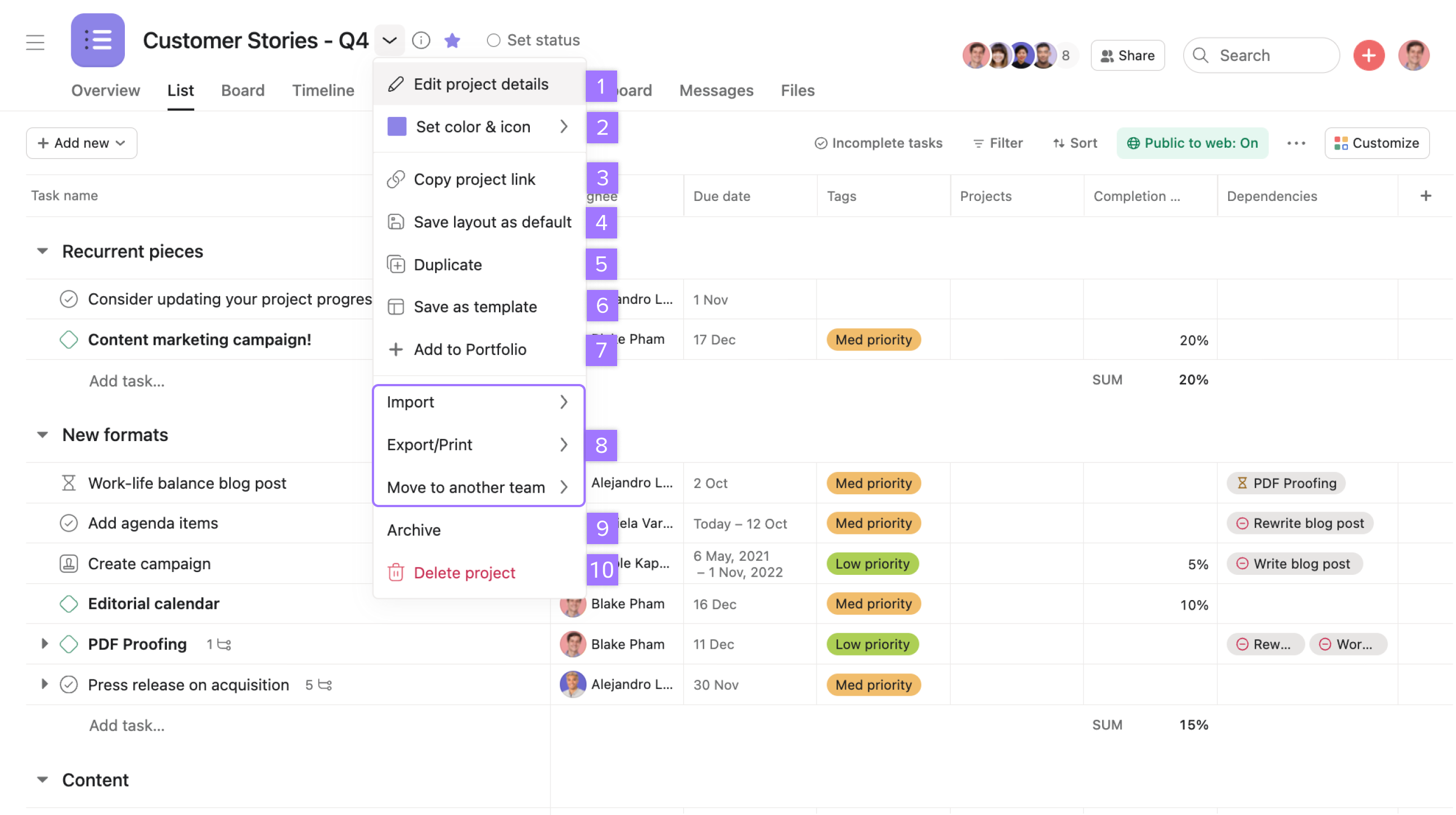 Setting Up A Project In Asana Product Guide • Asana Product Guide 