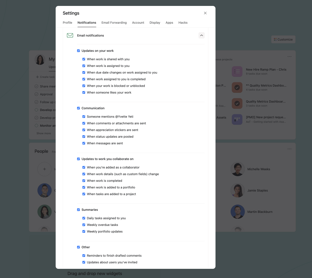 Email notifications