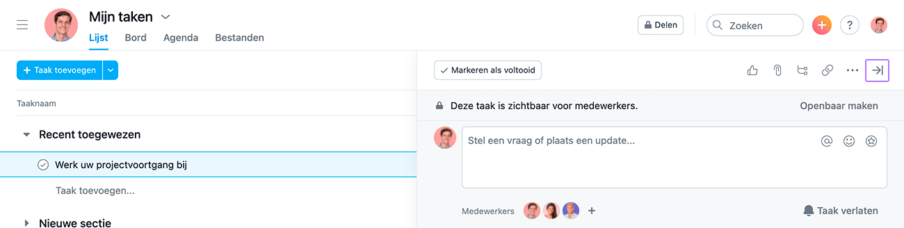 rechter deelvenster samenvouwen