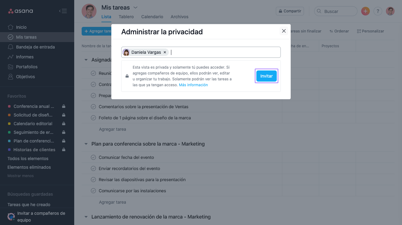 Solicitar acceso a Mis tareas 3