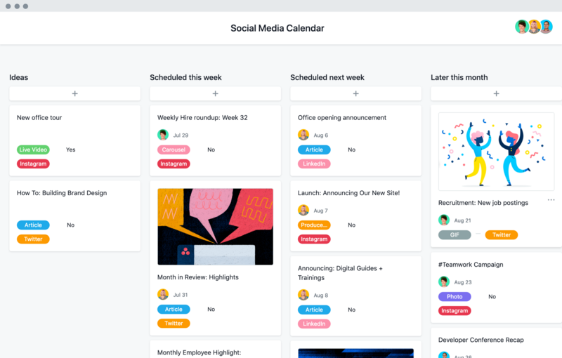 Modèle gratuit de calendrier de contenu de réseaux sociaux • Asana