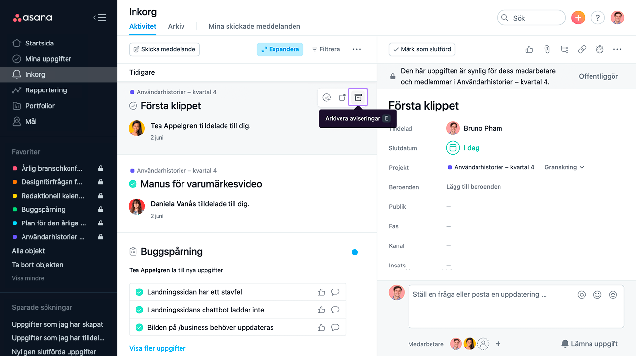 arkivera berättelser i din inkorg