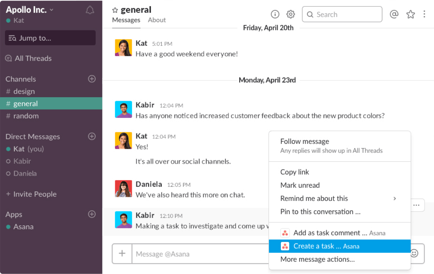 actionable conversations with Asana
