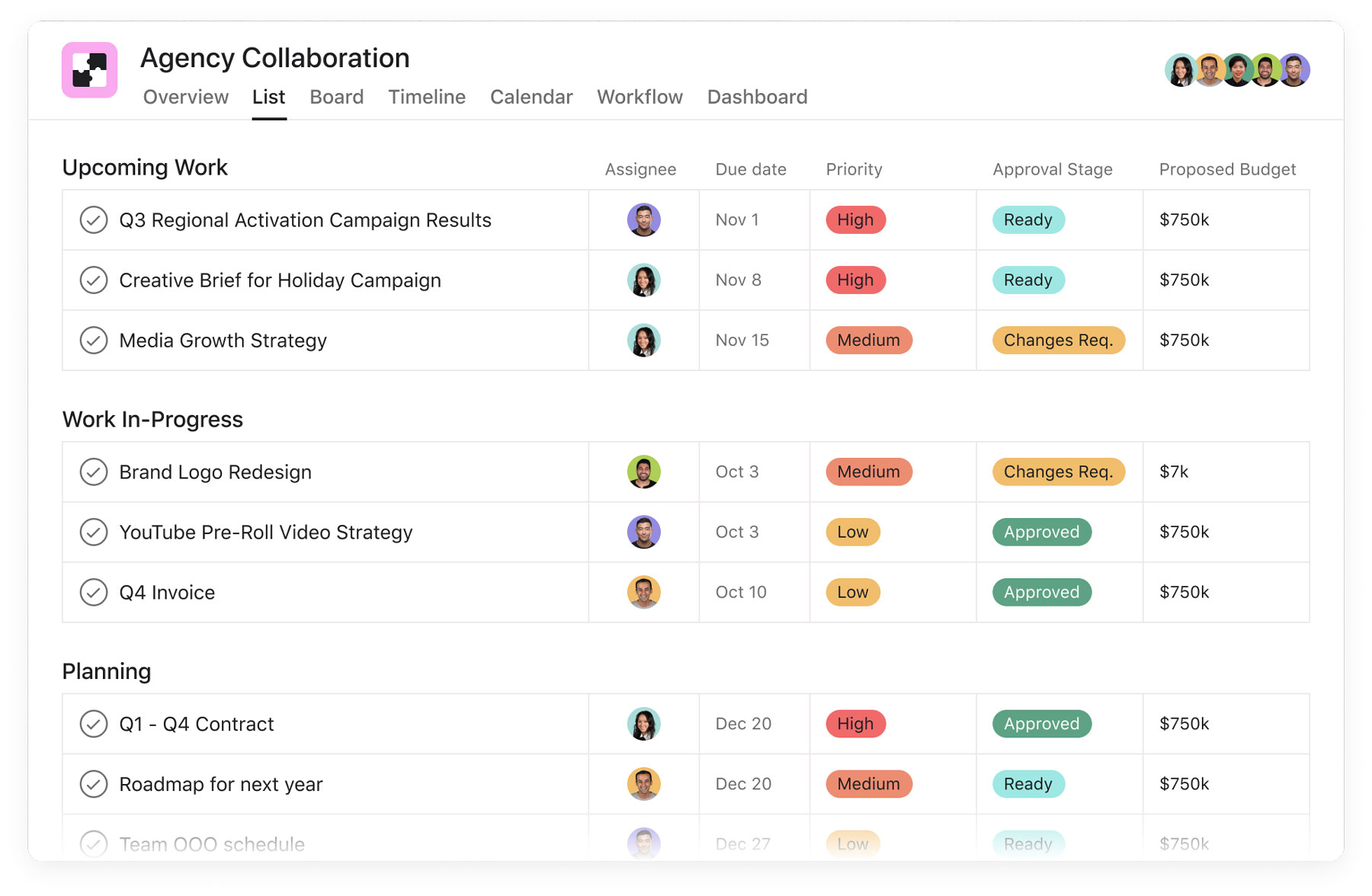 [Old Product UI] Project Plan Templates - Agency Collaboration (Lists)