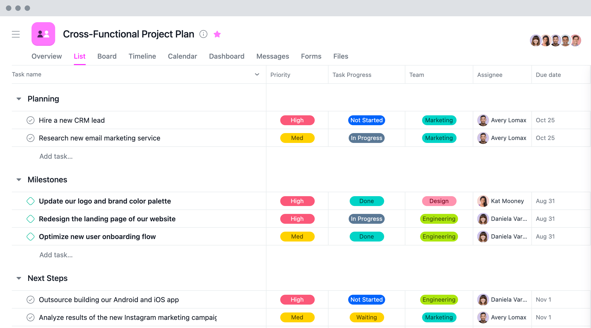 [Product UI] Project Plan Templates - Simple Project plan (Lists)