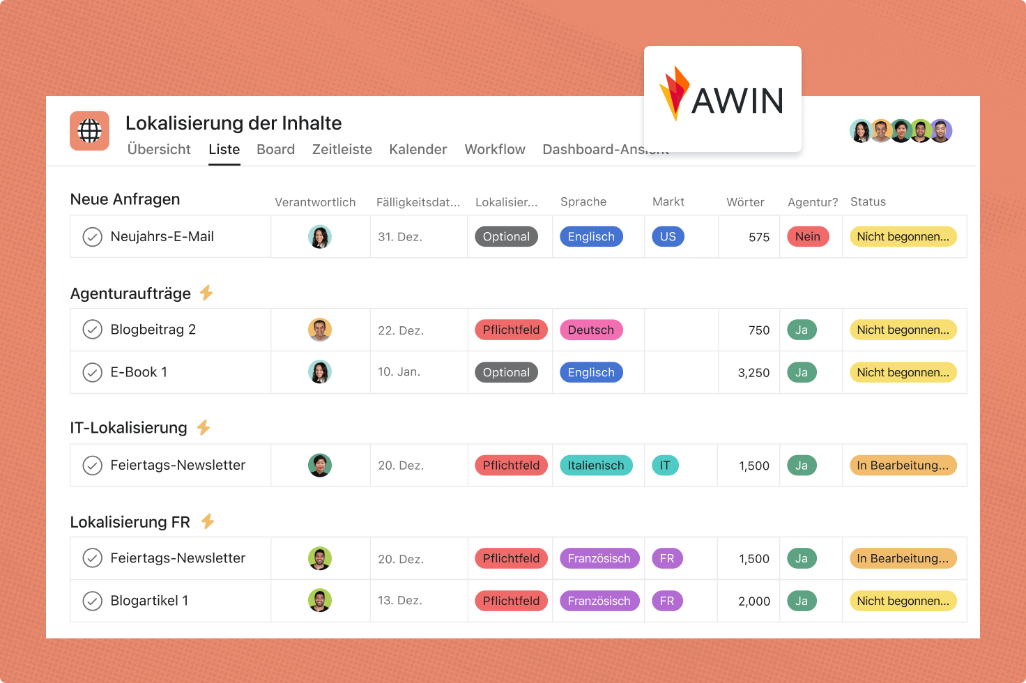 Das Unternehmen Awin verwaltet seinen automatisierten Lokalisierungsprozess mit Asana