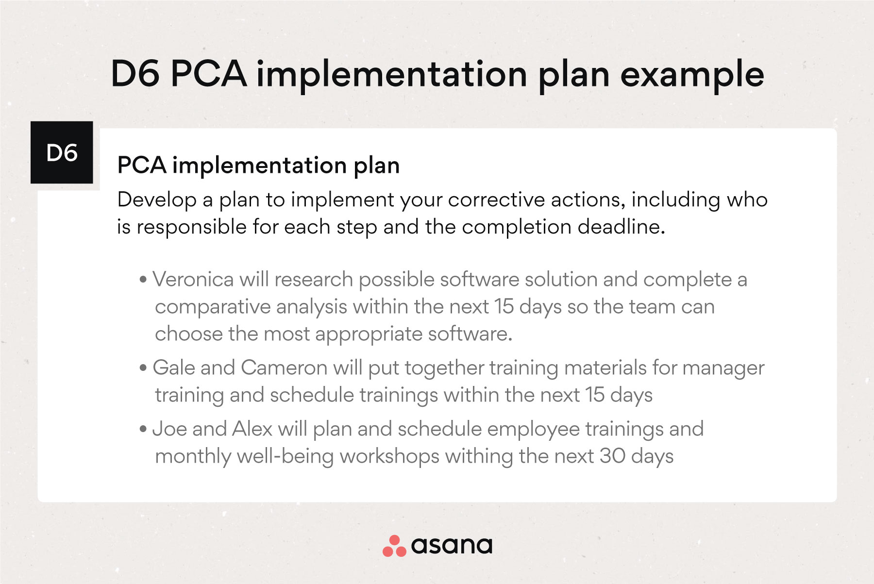 D6 PCA implementation plan example