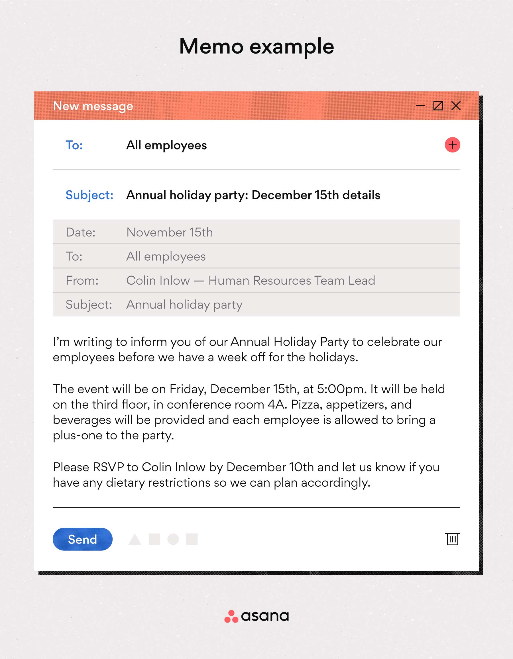 [Inline illustration] annual holiday party memo (example)