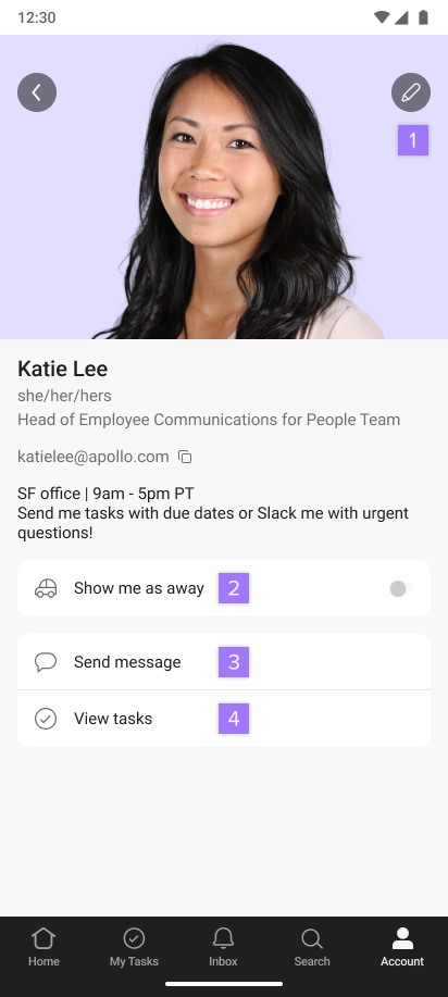 Account page android