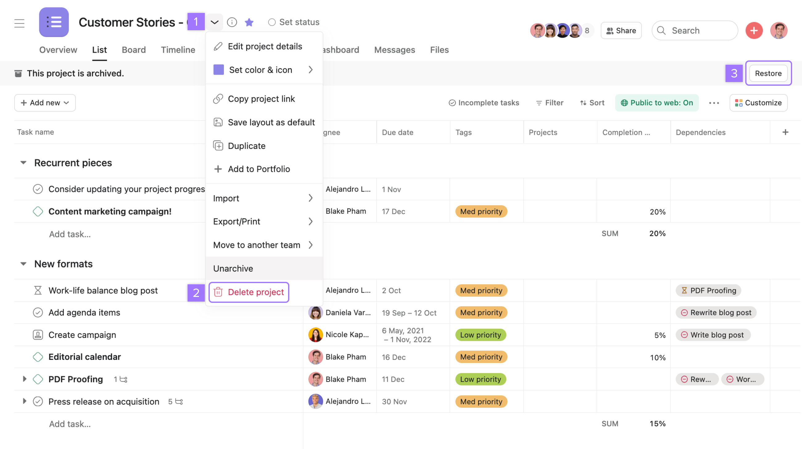 Setting Up a Project in Asana | Product Guide • Asana Product Guide