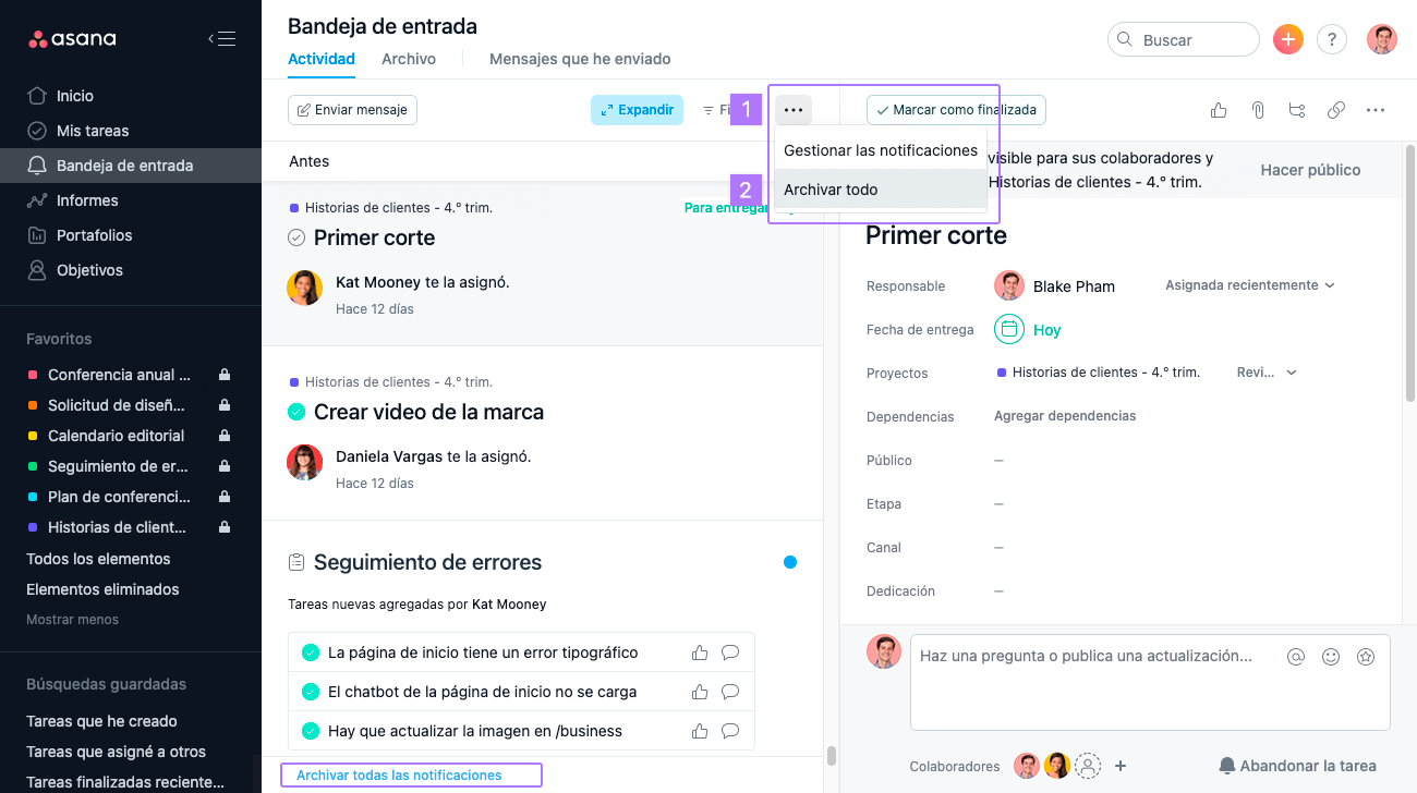 archivar todas las historias de la bandeja de entrada