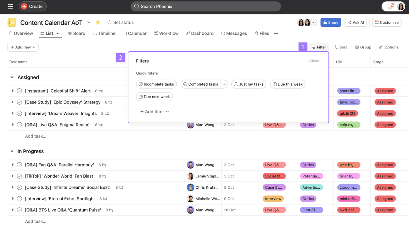 List view