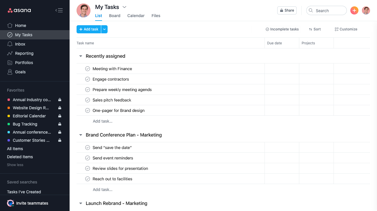 How To Get Started With Asana My Tasks Product Guide Asana Product 
