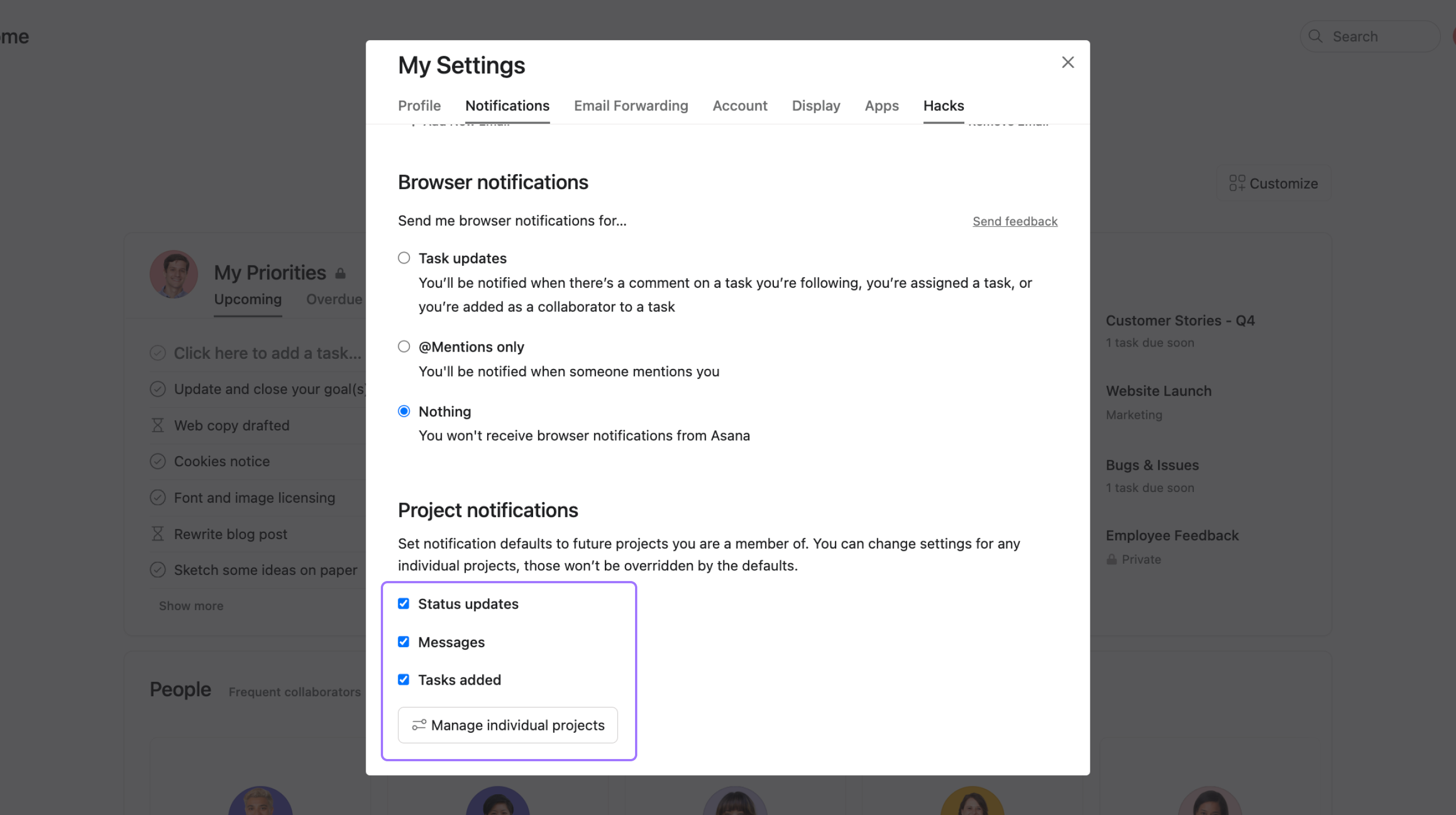 project notifications