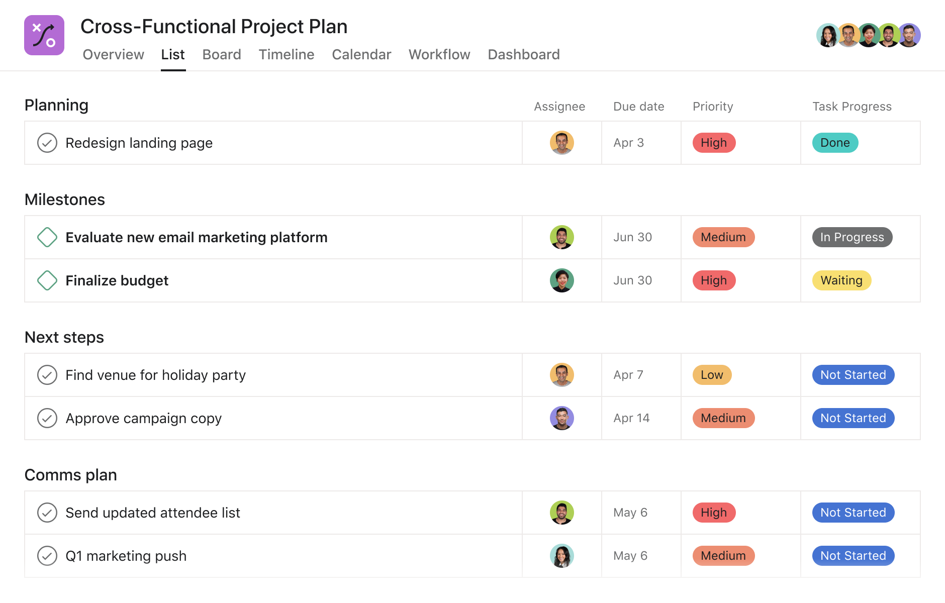 [Old Product UI] Project Plan Templates - Simple Project plan (Lists)