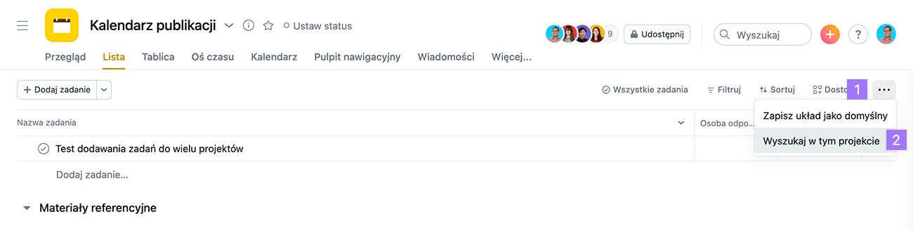 szybkie wyszukiwanie w projekcie