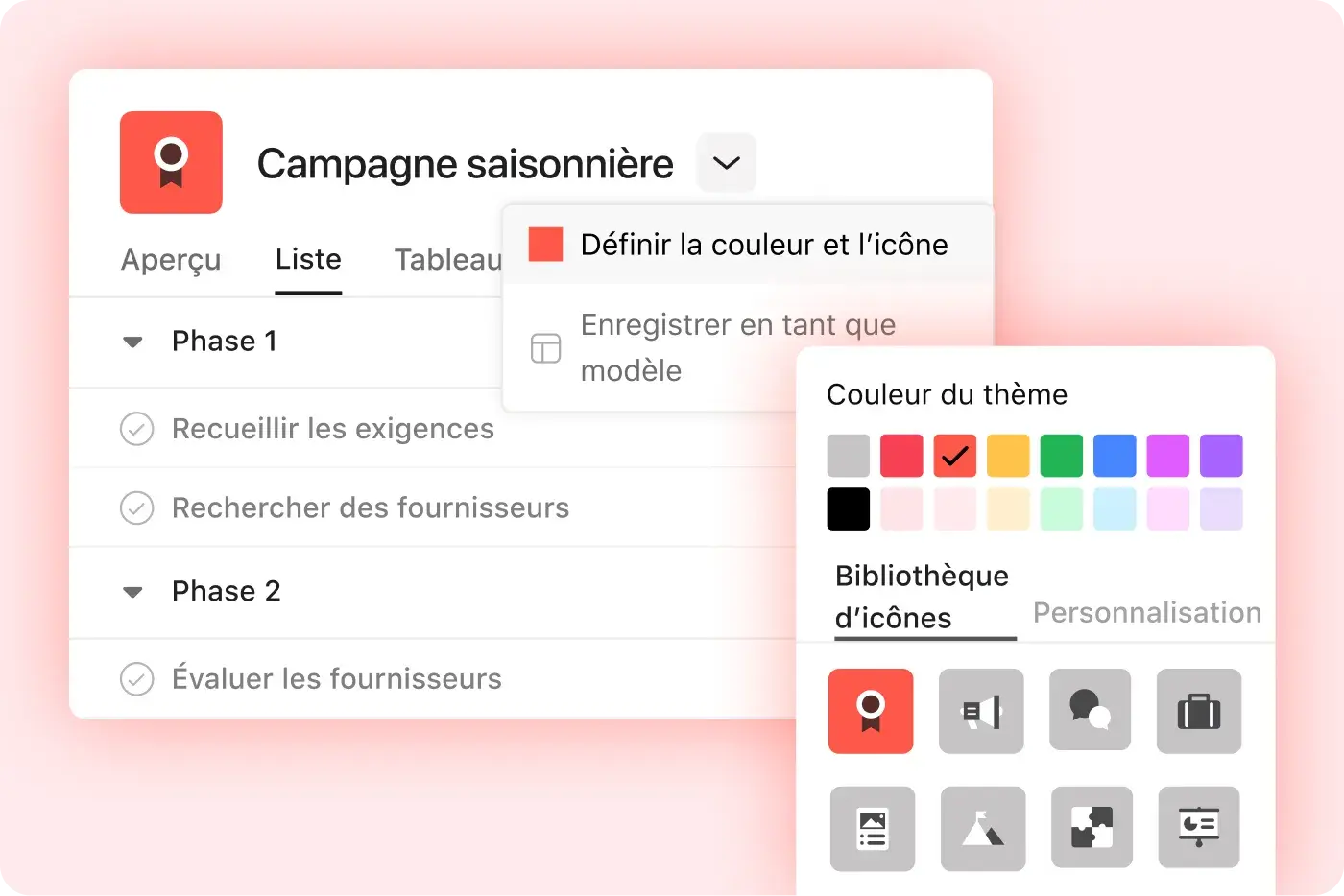 Icône Personnalisez votre projet