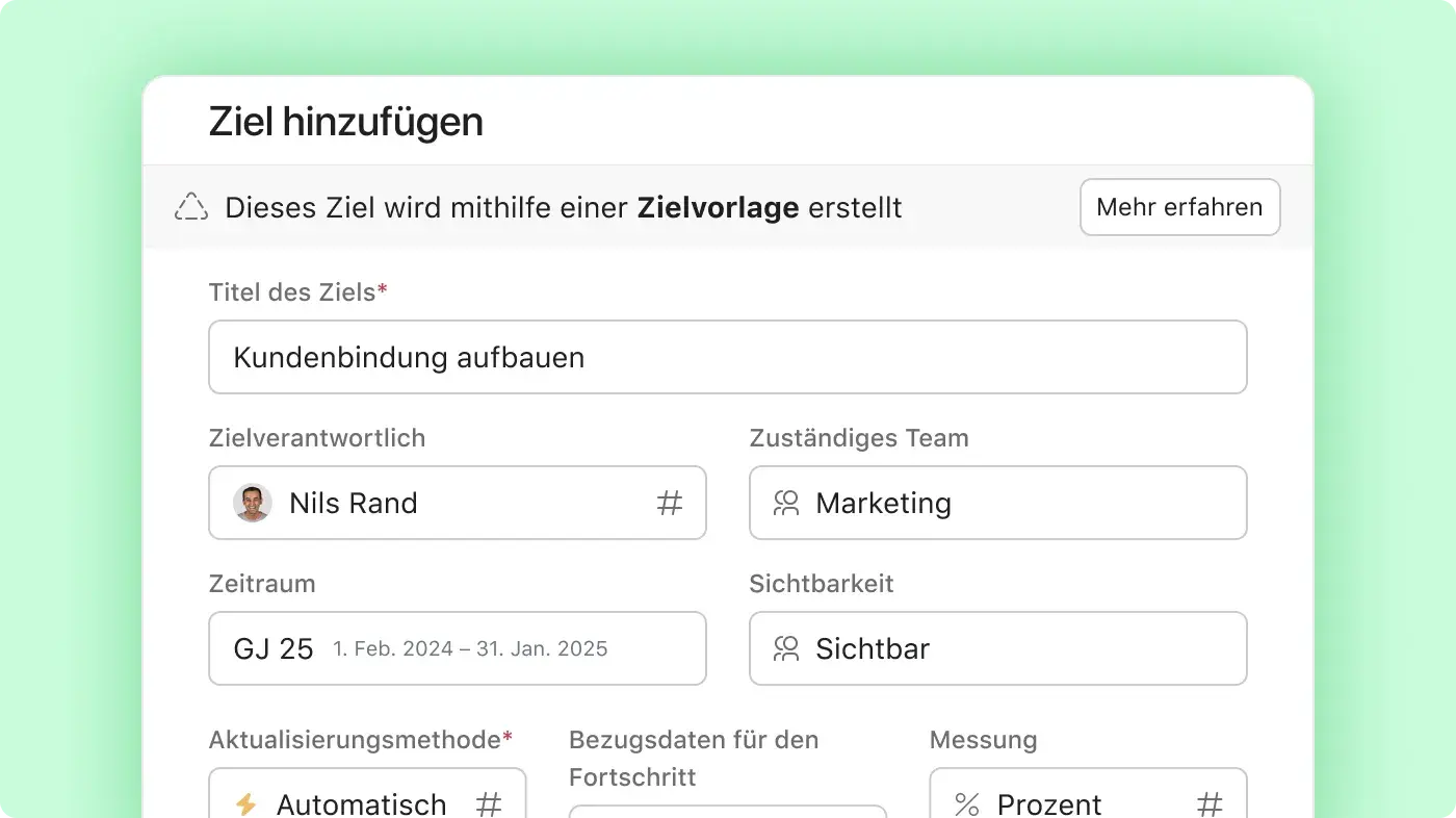 Ziele in Asana: abstrakte Produkt-UI