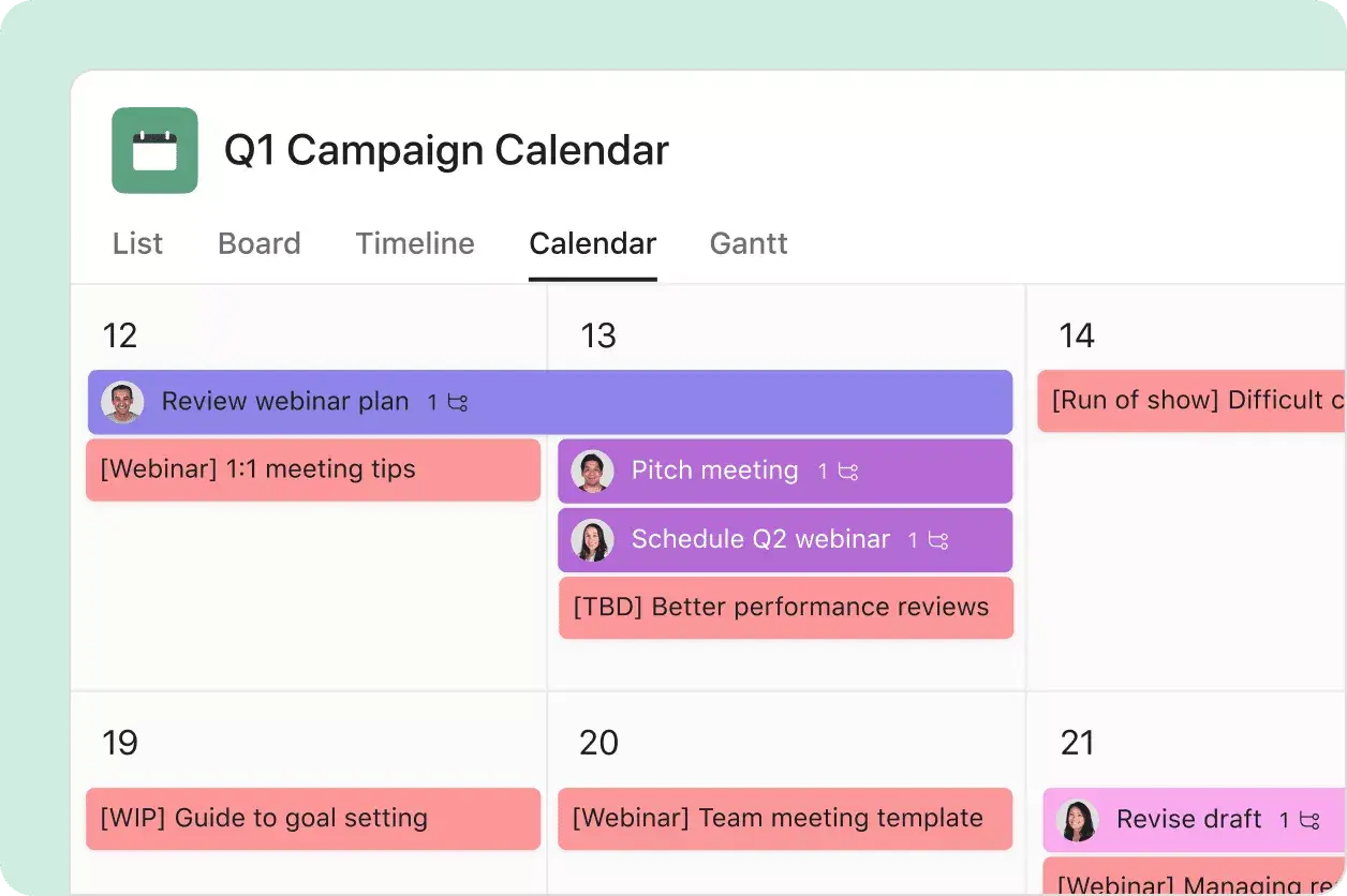 Asana on Asana article inline image of product calendar view