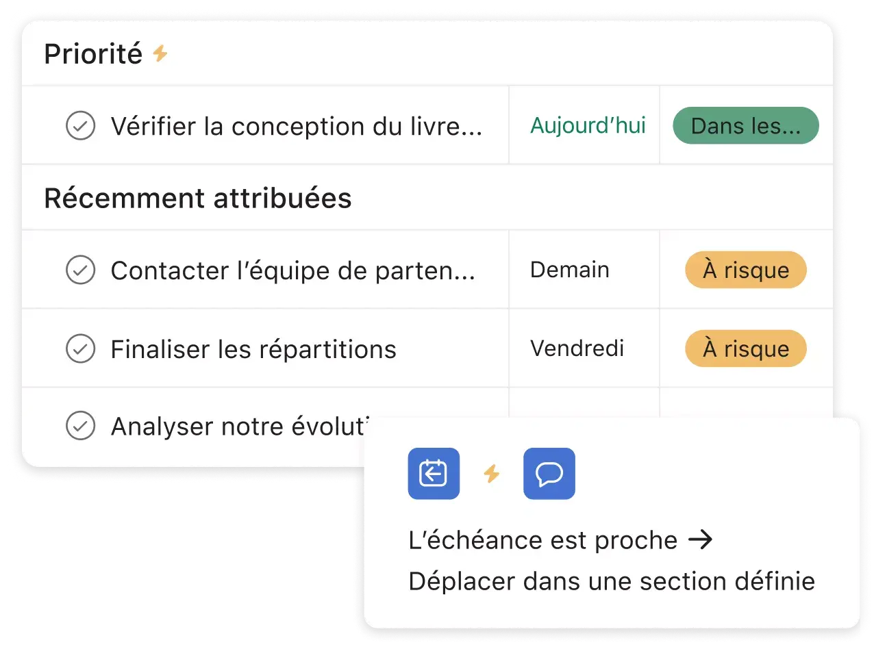 Gestion des tâches dans Asana