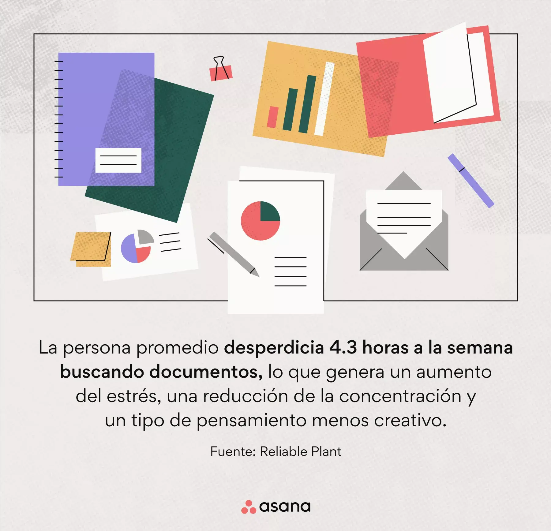 [Ilustración integrada] En promedio, las personas dedican 4.3 horas por semana solamente a buscar papeles (infografía)