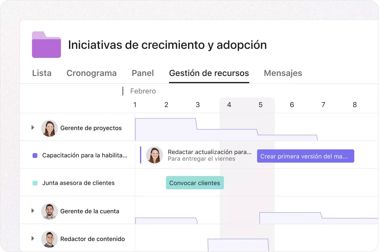 Ícono Visualiza claramente la carga de trabajo