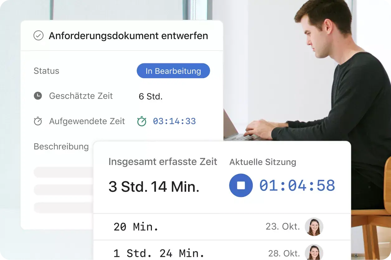 Angestellter, der an der Planung eines Projekts in Asana-Produkt-UI arbeitet