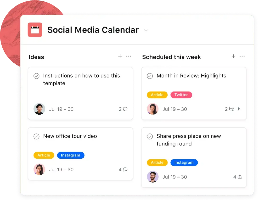 [Campaign] Social Media Calendar [Tasks]