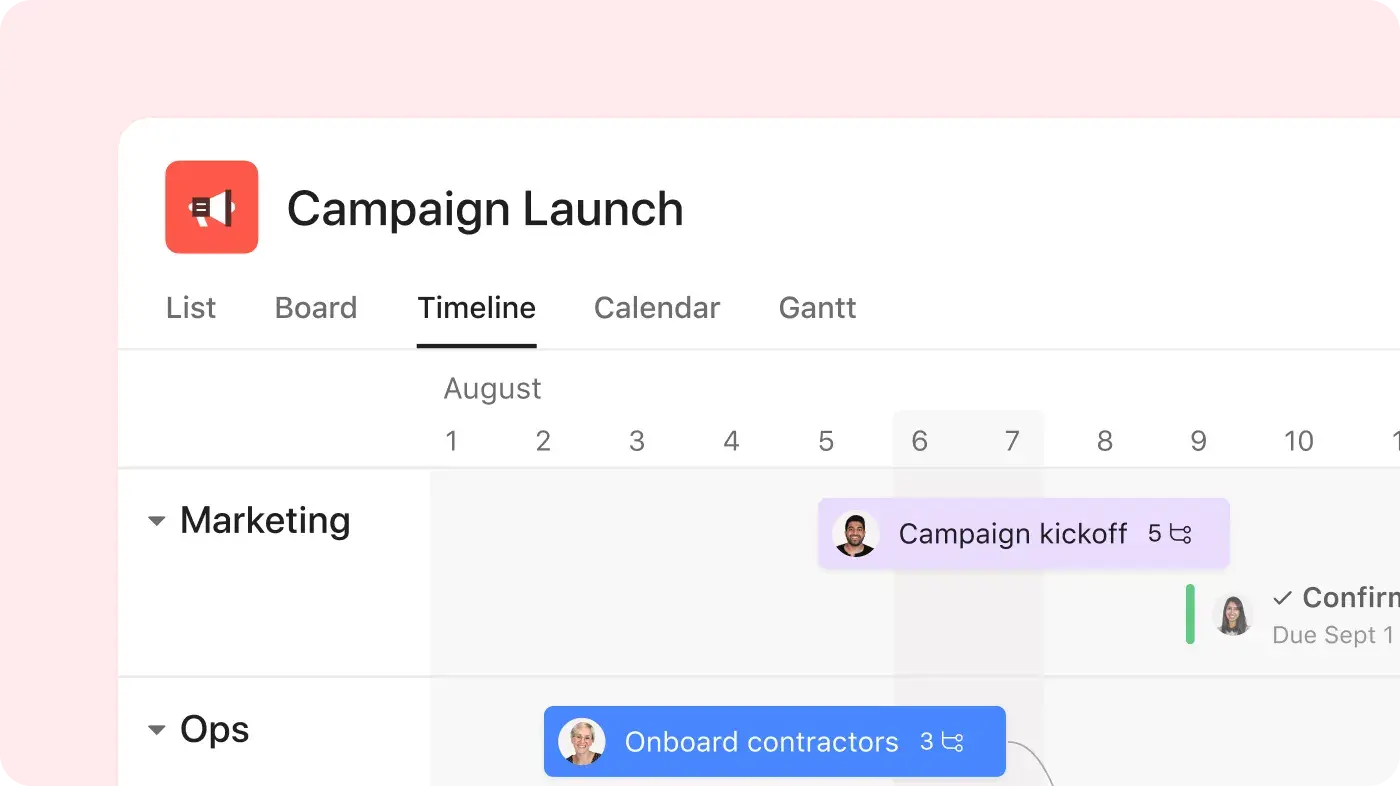 Asana campaign launch template