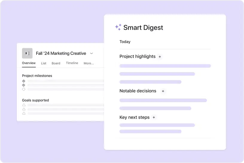 Smart digests in Asana Product UI 