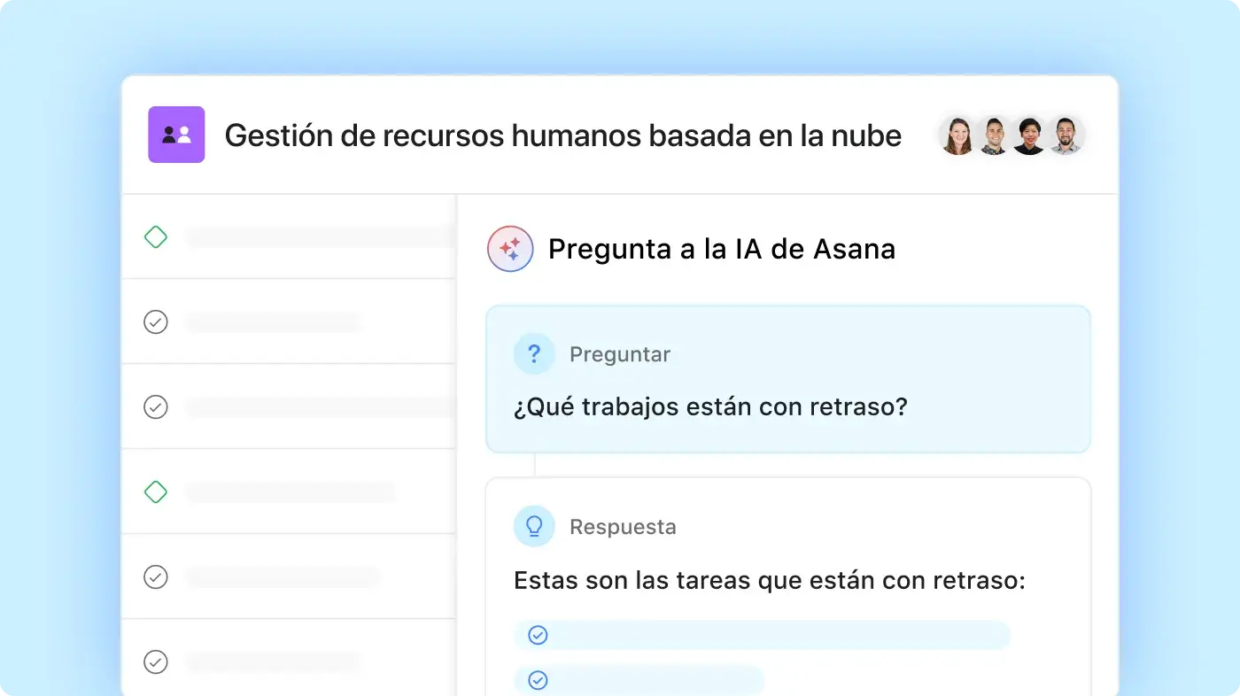 Asana Intelligence: interfaz de usuario del producto