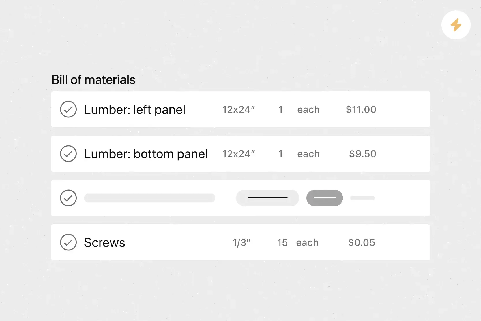 Vorlage für eine Materialliste – Kartenbild