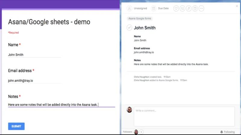 google forms and asana