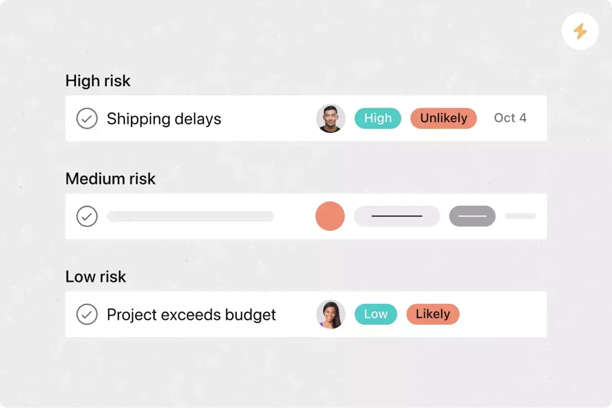 Risk assessment: Asana product UI