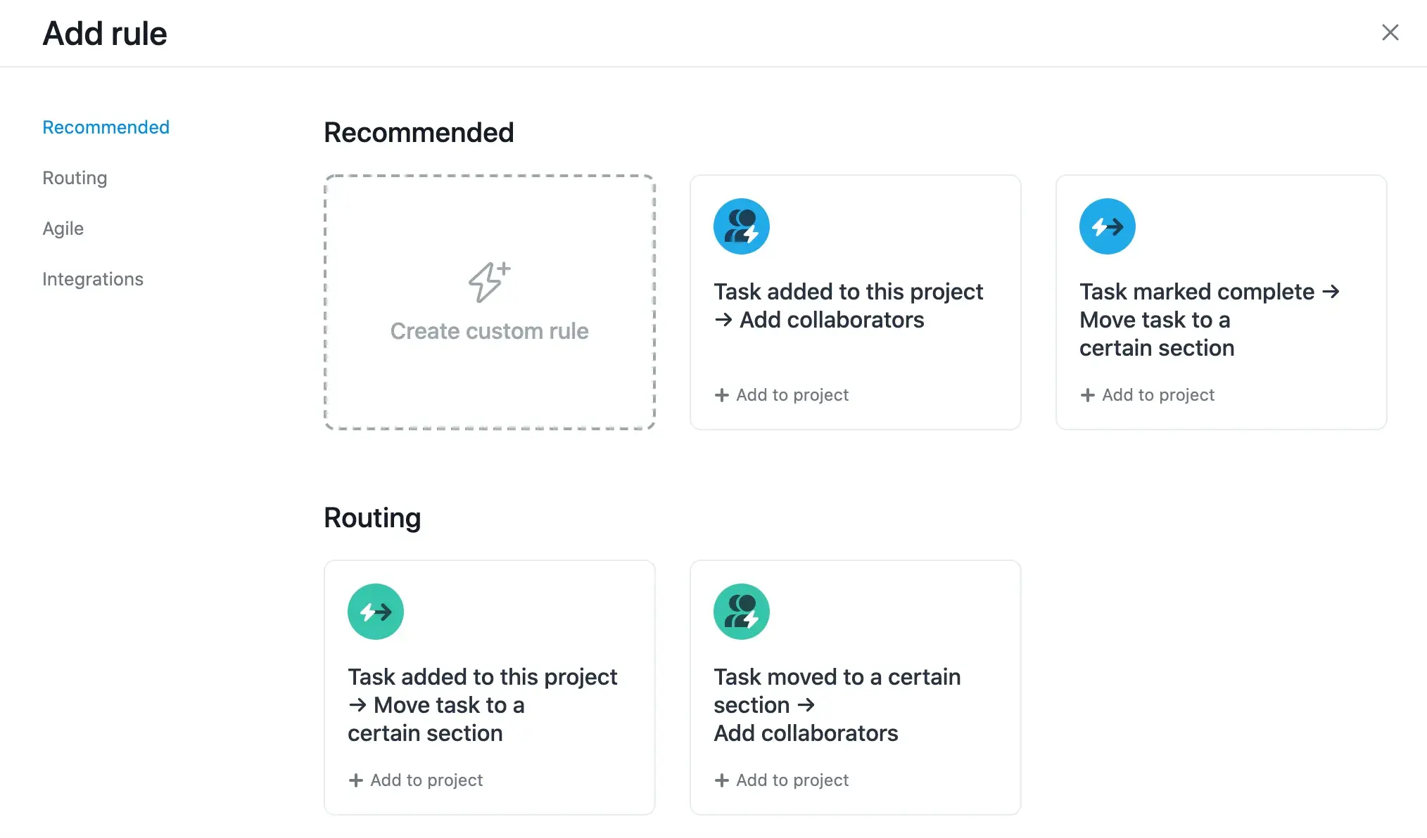 Product UI: Assign work with Rules in Asana