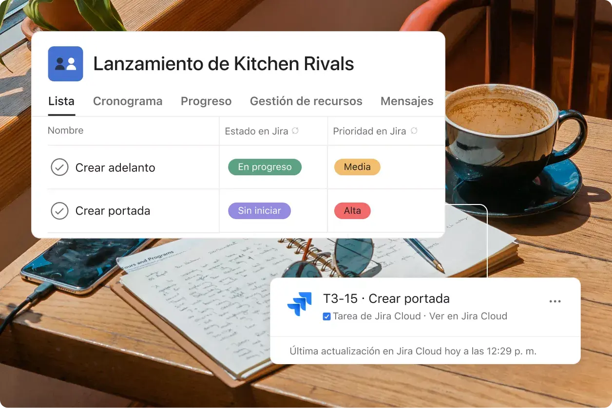 Vista de lista de lanzamiento de Kitchen Rivals: interfaz de usuario de producto de Asana