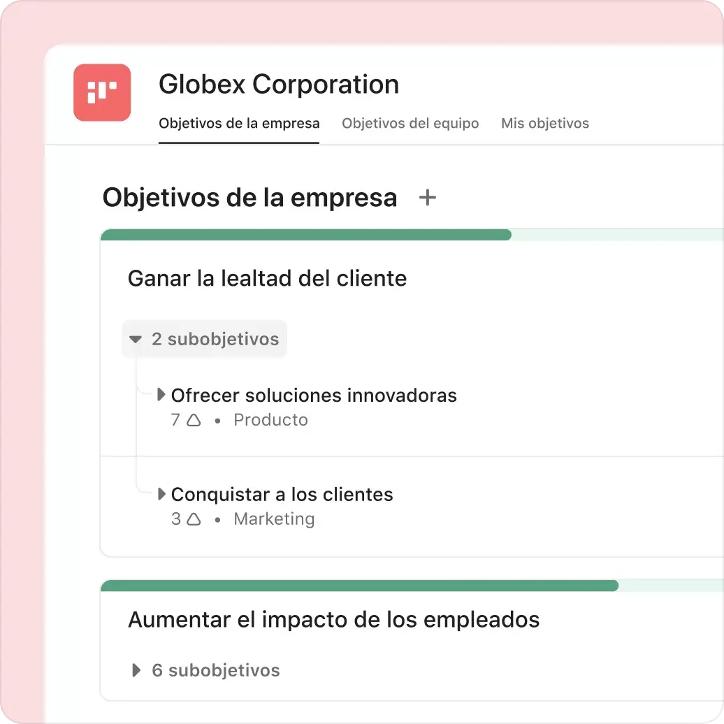 da seguimiento a los objetivos de la empresa en Asana