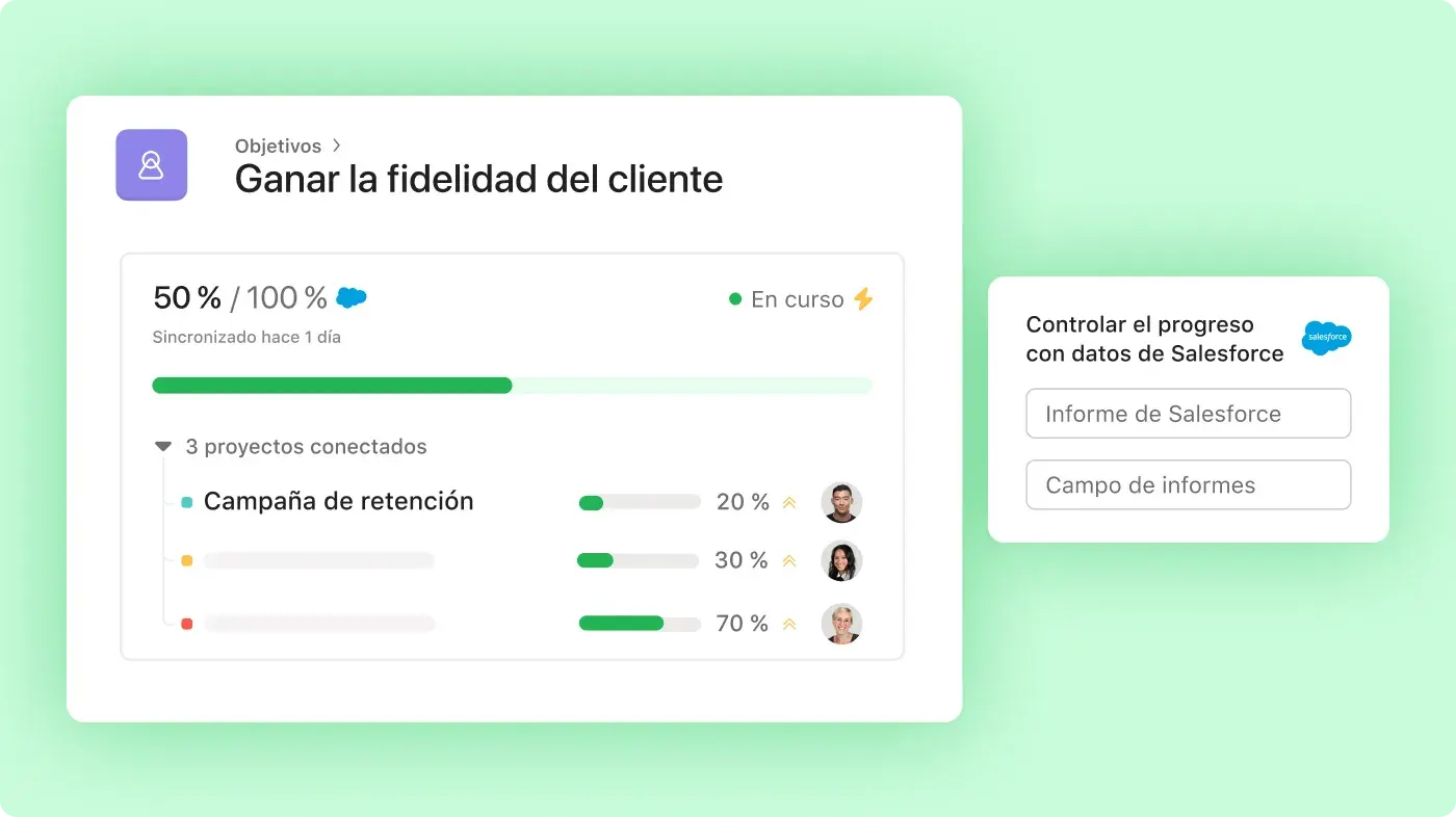 Interfaz de usuario de producto de Asana de empleado que habla con el cliente