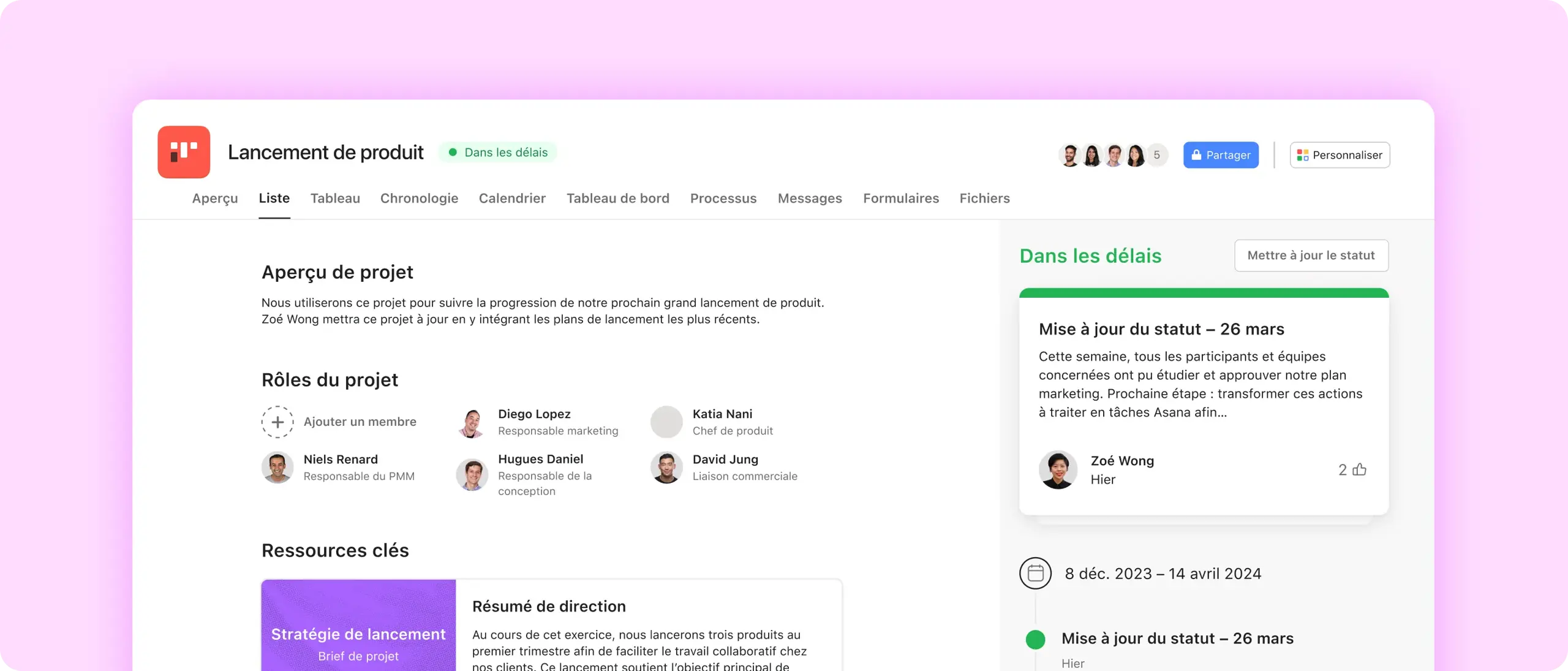 Projects: screenshot of projects in Asana