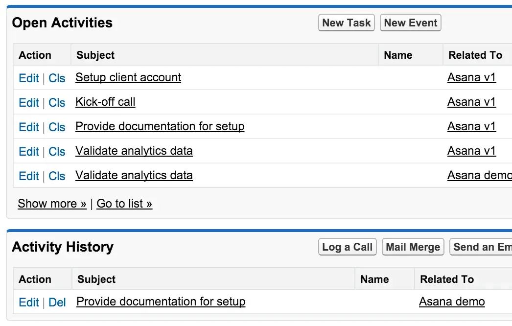 3) Sync the highlights of the Asana project back into Salesforce.