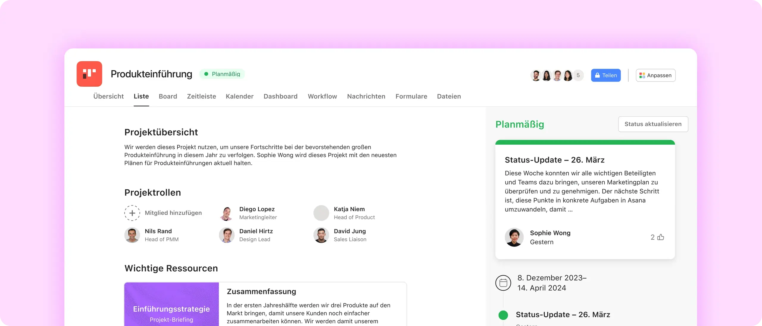 Projects: screenshot of projects in Asana