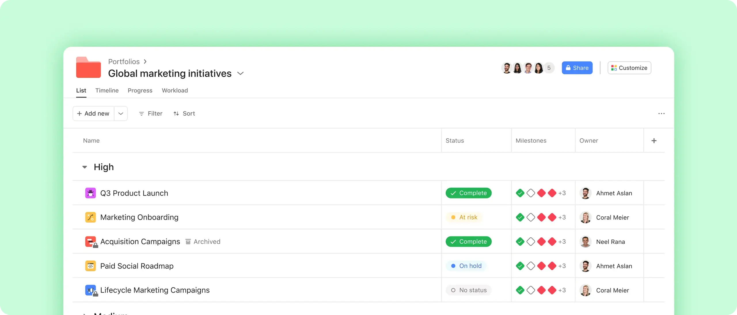 Admin console screenshot of members screen - Portfolios Header 
