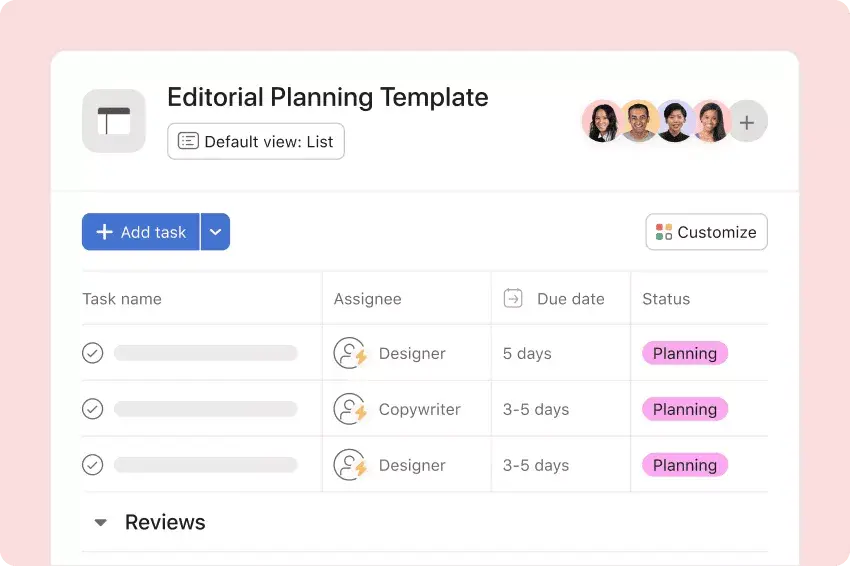 How Asana uses work management for content marketing templates product UI