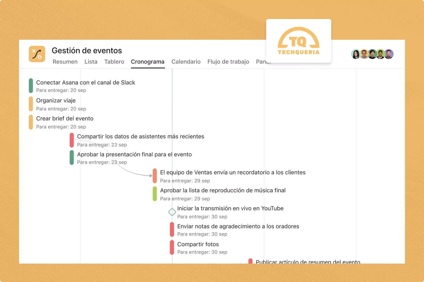 Techqueria usa Asana para el flujo de gestión de eventos