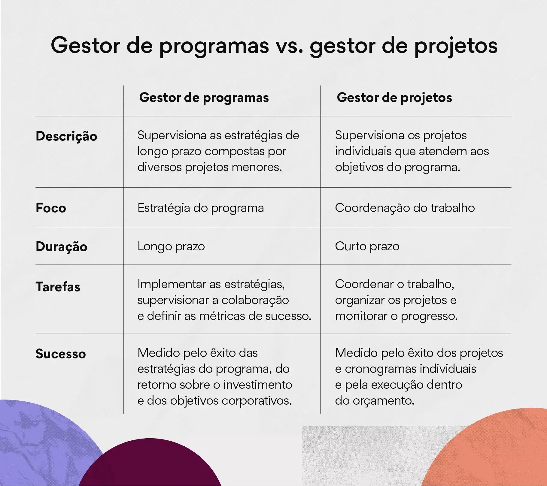 Gestor de programas vs. gestor de projetos