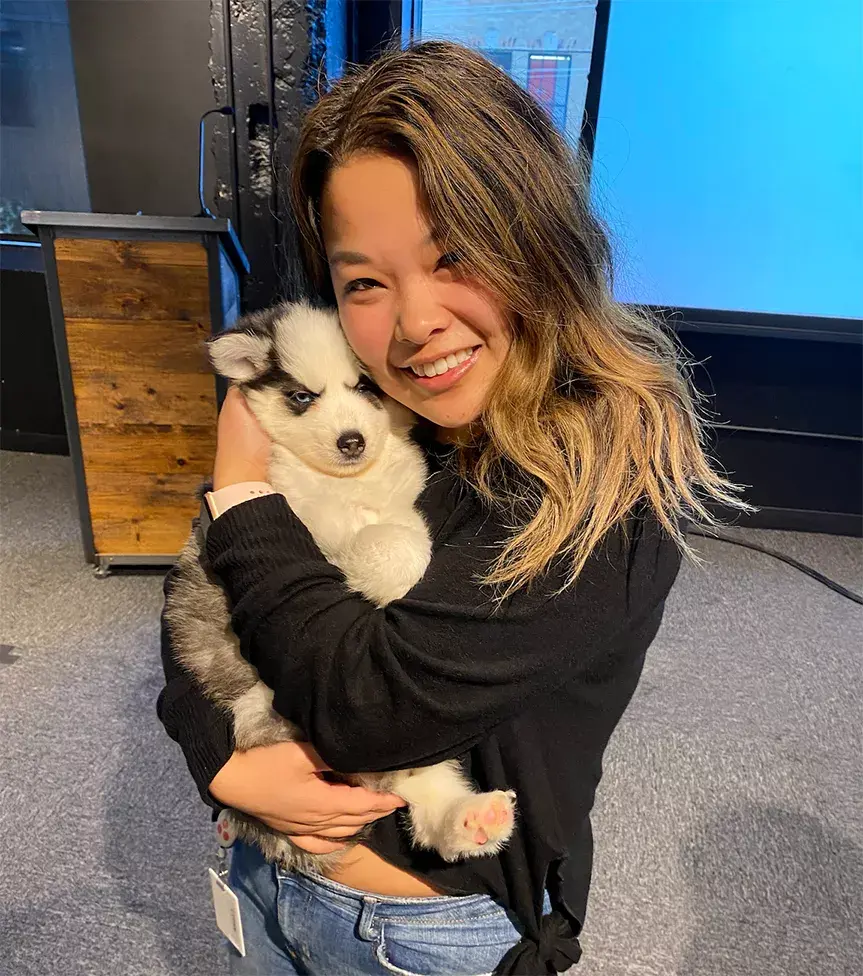 Monique in 2019 at an event in partnership with an animal rescue organization held at our former San Francisco HQ.