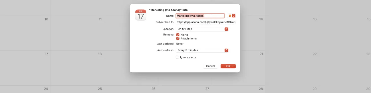 calendar options
