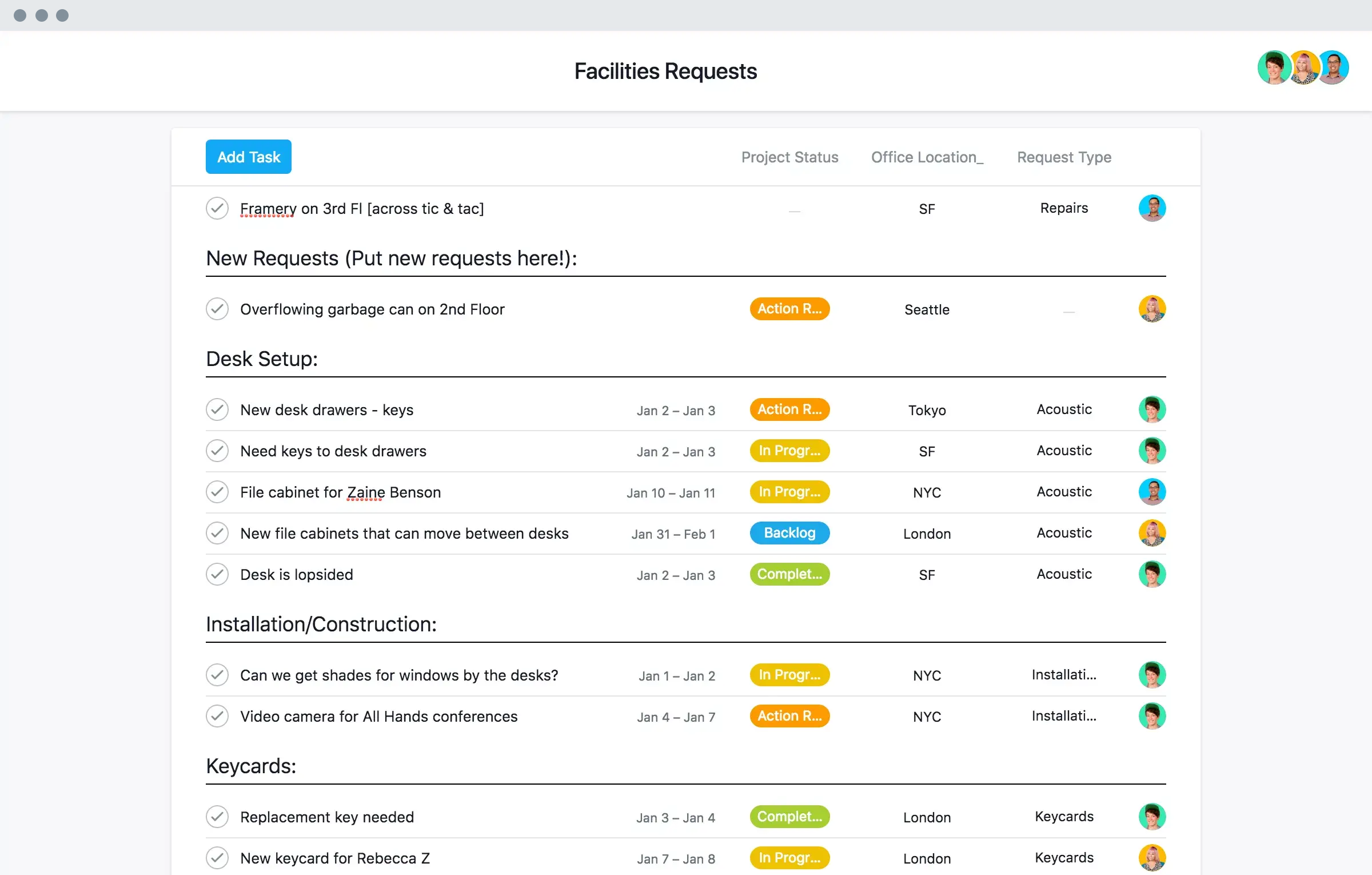 [Interfaccia utente del prodotto] Facility management